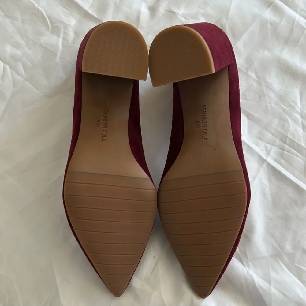 Kenneth Cole Margaux Pointed Toe Block Heel Pumps, size 8.5, color is Brick, NWT_6